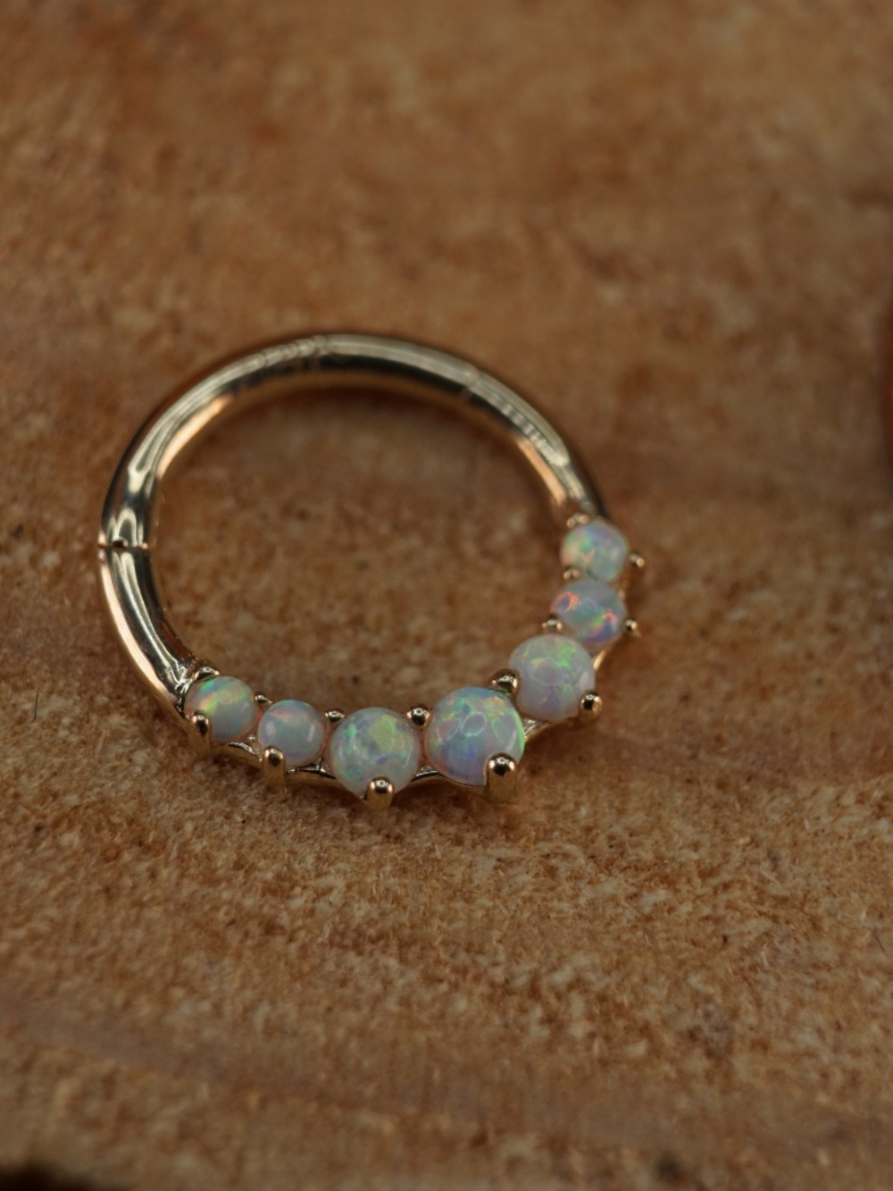 14k solid gold & Opal Clicker Ring - 16g 8mm